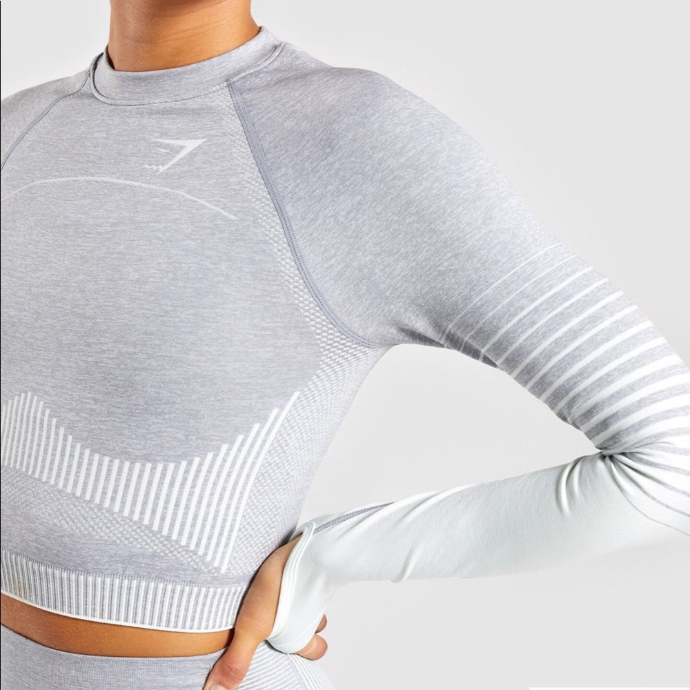 NWT Gymshark AMPLIFY SEAMLESS LONG SLEEVE CROP TOP